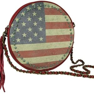 Faux beige leather American flag shoulder bag NWT